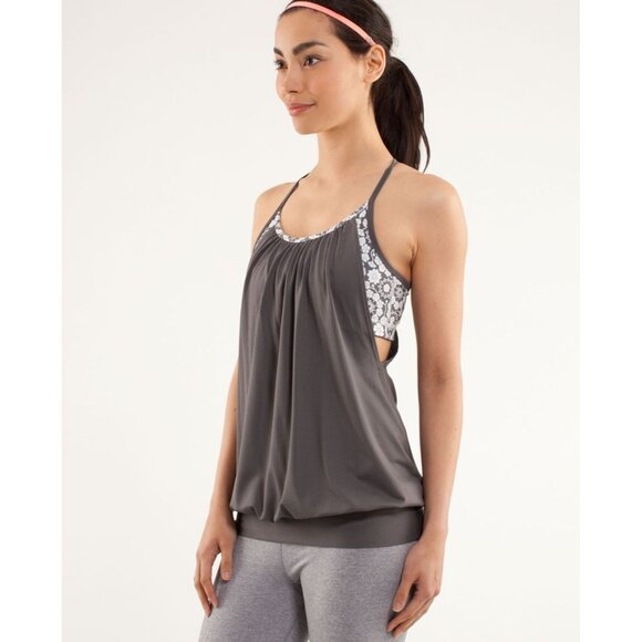 Lululemon Womens No Limits Tank Top Gray Soot Light Twiggy Printed Nimbus size 8 - Picture 2 of 16